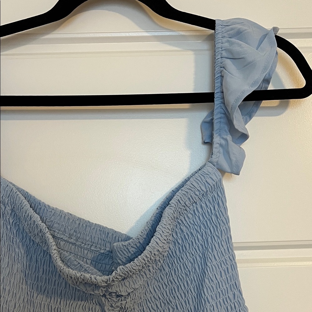 Chic Light Blue Maxi Dress with Ruffle Straps - Picture 4 of 4